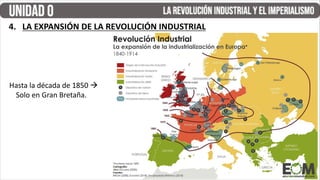 Hasta la década de 1850 à
Solo en Gran Bretaña.
4. LA EXPANSIÓN DE LA REVOLUCIÓN INDUSTRIAL
 