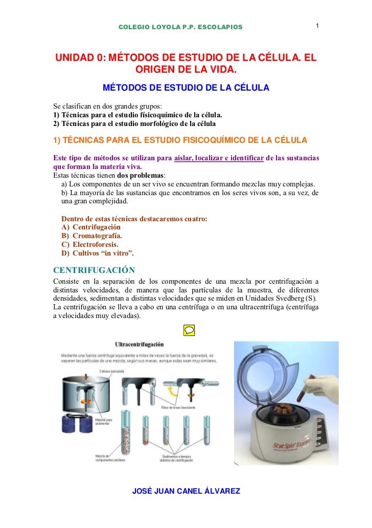 Unidad0 métodos estudio célula origen vida Unidad0 métodos estudio célula origen vida