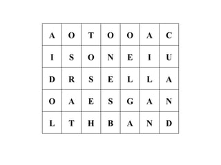 A O T O O A C I S O N E I U D R S E L L A O A E S G A N L T H B A N D 