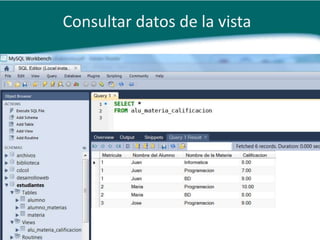 Consultar datos de la vista
 