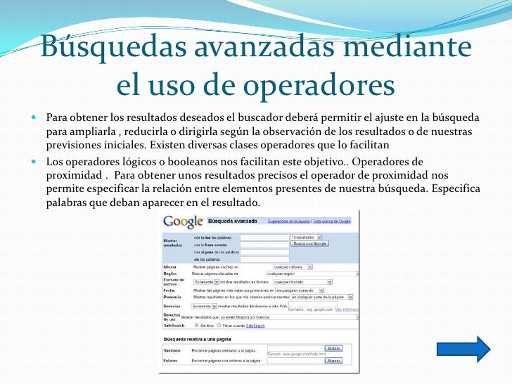 Resultado de imagen para busquedas avanzadas mediante el uso de operadores DE PROXIMIDAD EJEMPLOS