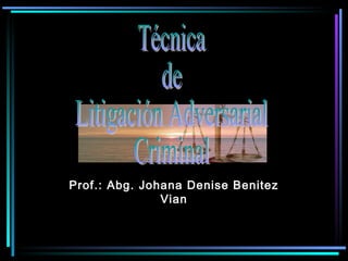 Prof.: Abg. Johana Denise Benitez
               Vian
 