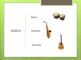 MÚSICA
Ritmo
Melodía
Armonía
 