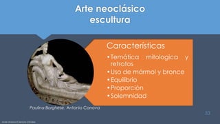 Arte neoclásico
escultura
Características
•Temática mitologica y
retratos
•Uso de mármol y bronce
•Equilibrio
•Proporción
•Solemnidad
Javier Anzano//Ciencias 2.0ciales
53
Paulina Borghese, Antonio Canova
 