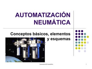 Automatización neumática 1
AUTOMATIZACIÓN
NEUMÁTICA
Conceptos básicos, elementos
y esquemas
 