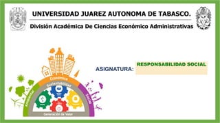 UNIVERSIDAD JUAREZ AUTONOMA DE TABASCO.
División Académica De Ciencias Económico Administrativas
RESPONSABILIDAD SOCIAL
ASIGNATURA:
 