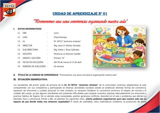 Promoviendo una Sana Convivencia y Organización en el Aula de Primero ...
