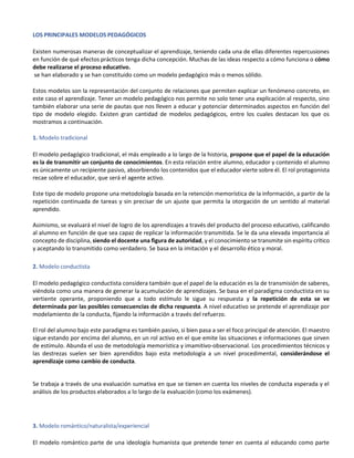 Análisis detallado de los principales modelos pedagógicos en educación ...