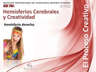Hemisferio derecho
Hemisferios Cerebrales
y Creatividad
ElProcesoCreativo
 