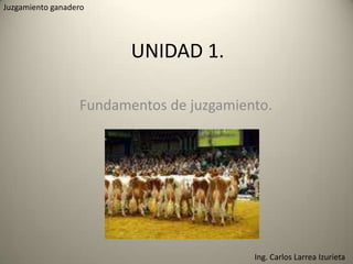 Juzgamiento ganadero UNIDAD 1. Fundamentos de juzgamiento. Ing. Carlos Larrea Izurieta 