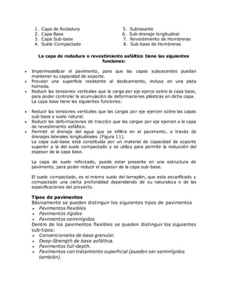 Unidad 1 y 2 el pavimento y sus componentes | DOCX
