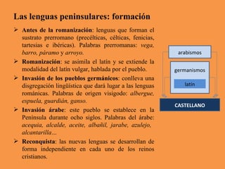 Las lenguas peninsulares: formación <ul><li>Antes de la romanización :   lenguas que forman el sustrato prerromano (precél...