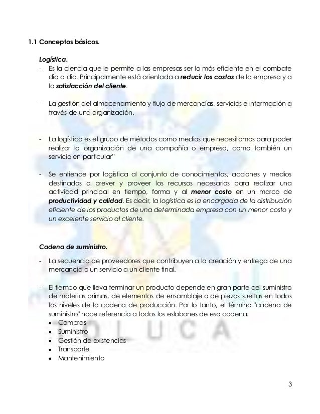 Cadena de Suministros. Unidad 1 Introducción a la