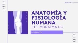 BIENVENIDOS
ANATOMÍA Y
FISIOLOGÍA
HUMANA
LTF. MORAIMA UC
ANATOMY
 