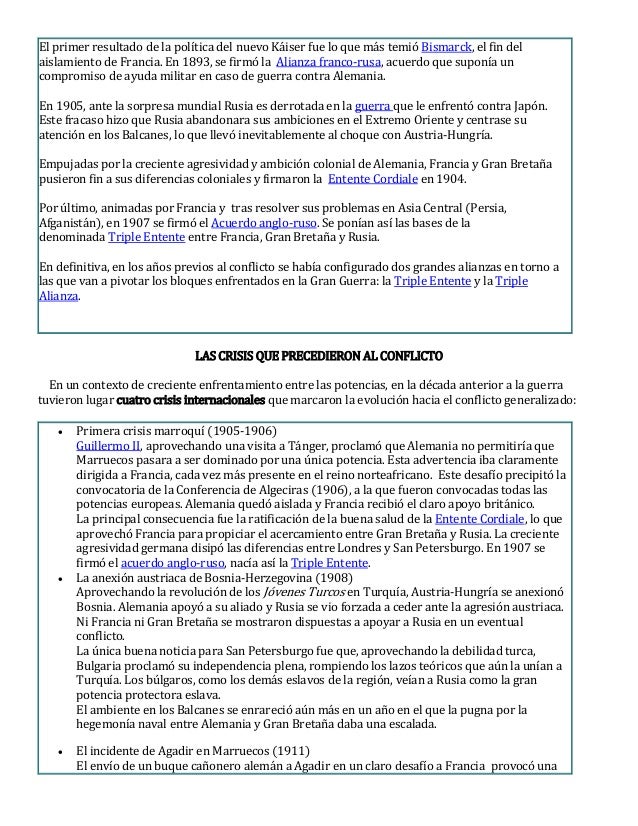 Ficha De Trabajo 1a Guerra Mundial