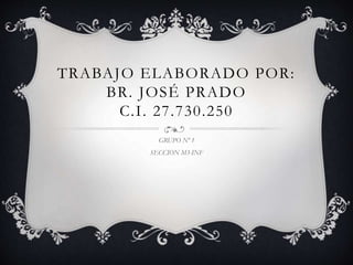 TRABAJO ELABORADO POR:
BR. JOSÉ PRADO
C.I. 27.730.250
GRUPO Nº 1
SECCION M3-INF
 