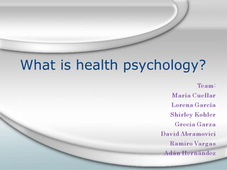 What is health psychology? 