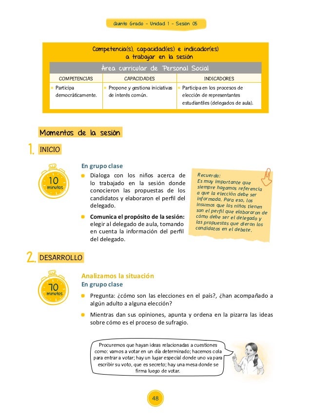 Unidad 1 sesiones Quinto Grado 2015