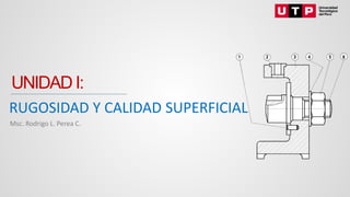 UNIDAD I:
RUGOSIDAD Y CALIDAD SUPERFICIAL
Msc. Rodrigo L. Perea C.
 