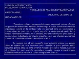 EQUILIBRIO PARCIAL DE LOS ARANCELES 