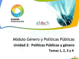 Módulo Género y Políticas Públicas Unidad 2:  Políticas Públicas y género Temas 1, 2, 3 y 4  
