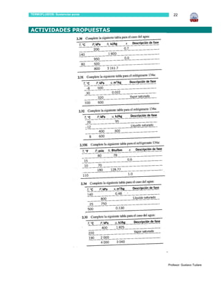 TERMOFLUIDOS: Sustancias puras          22



ACTIVIDADES PROPUESTAS




                                 .


                                     Profesor: Gustavo Tudare
 