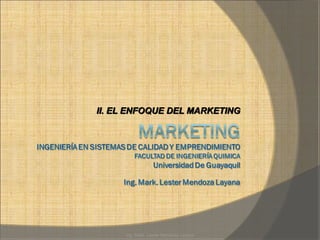II. EL ENFOQUE DEL MARKETING




     Ing. Mark. Lester Mendoza Layana
 