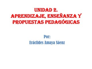 Unidad 2.
Aprendizaje, enseñanza y
propuestas pedagógicas
Por:
Eráclides Amaya Sáenz
 