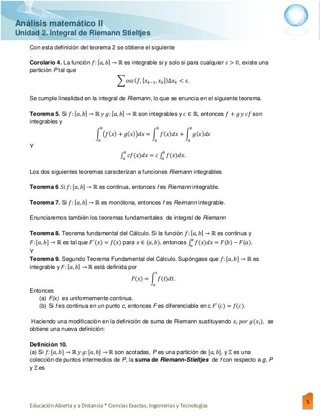Unidad 2. integral de riemann stieltjes
