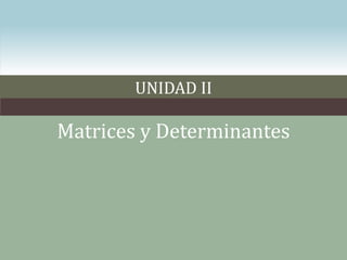UNIDAD II
Matrices y Determinantes
 