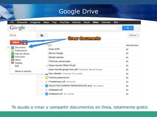 Google Drive
Te ayuda a crear y compartir documentos en línea, totalmente gratis
 