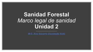 Sanidad Forestal
Marco legal de sanidad
Unidad 2
M.C. Ana Socorro Escobedo Soto
 