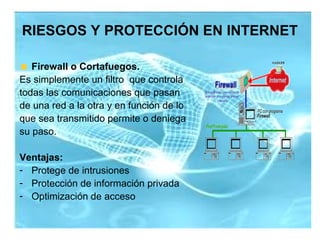 RIESGOS Y PROTECCIÓN EN INTERNET
AntiSpyware.
Son aplicaciones encargadas de buscar, detectar y eliminar
riesgos de seguri...