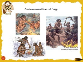 Comienzan a utilizar el fuego.
25
 
