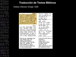 Códice  Vaticano Griego  1209 Traducción de Textos Biblicos 