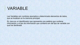 Tipos de Variables en Java | PPTX