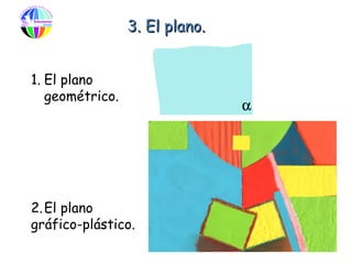 3. El plano.


1. El plano
   geométrico.




2. El plano
gráfico-plástico.
 