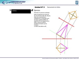 Ejercicio Pirámide en posición accidental Unidad Nº 2 Representación de Sólidos Dado el segmento de recta AC {A( 140; 68; ...