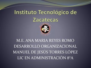 M.E. ANA MARIA REYES ROMO
DESARROLLO ORGANIZACIONAL
MANUEL DE JESÚS TORRES LÓPEZ
LIC EN ADMINISTRACIÓN 8°A
 