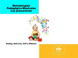Metodologías
Pedagógico-Musicales
Los precursores
1
Kodaly, Dalcroze, Orff y Willems
 