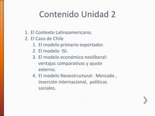 Unidad 2 modelos de desarrollo economico en chile