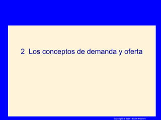 Copyright © 2004 South-Western
2 Los conceptos de demanda y oferta
 