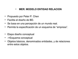 Modeloentidad relaicon sobre los conocimientos de | PPT