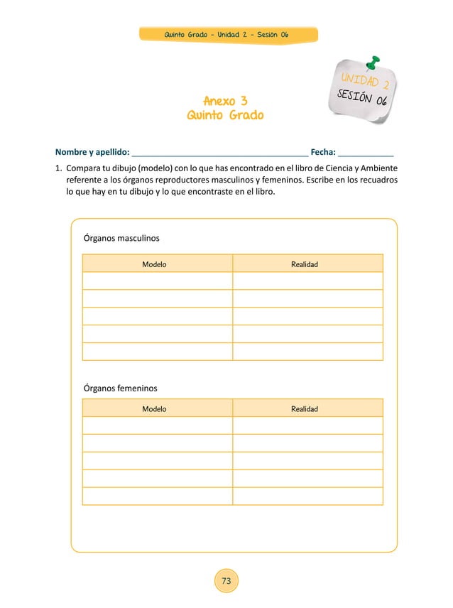Unidad 2 sesiones Quinto Grado
