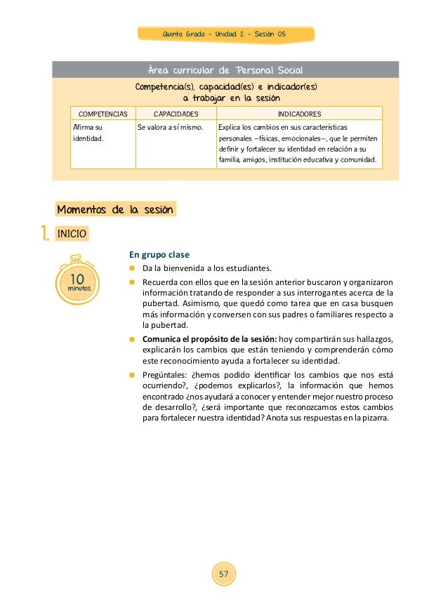 Unidad 2 sesiones Quinto Grado