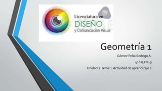 Geometría 1
Gómez Peña RodrigoA.
41013222-9
Unidad 2 Tema 1 Actividad de aprendizaje 2
 