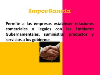 DefiniciónConsiste en optimizar los procesos de negociación entre empresas y el gobierno a través del uso de Internet.