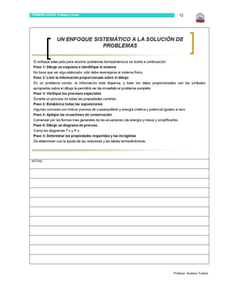 TERMOFLUIDOS: Trabajo y Calor      12




NOTAS:




                                Profesor: Gustavo Tudare
 