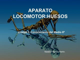 APARATO LOCOMOTOR:HUESOS Unidad 3. Conocimiento del Medio 6º Natalia Velasco Martín.  