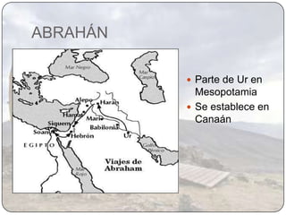 ABRAHÁN

           Parte de Ur en
            Mesopotamia
           Se establece en
            Canaán
 